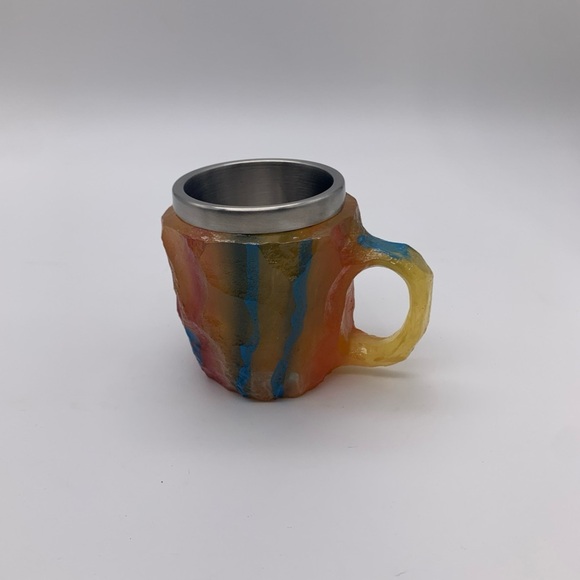 Mineral Crystal Flint Stones Style Stainless Steel Colorful 6 Oz Coffee Mug - Picture 2 of 7